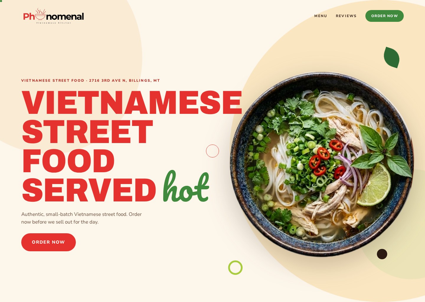 Phonomenal Vietnamese Kitchen website homepage