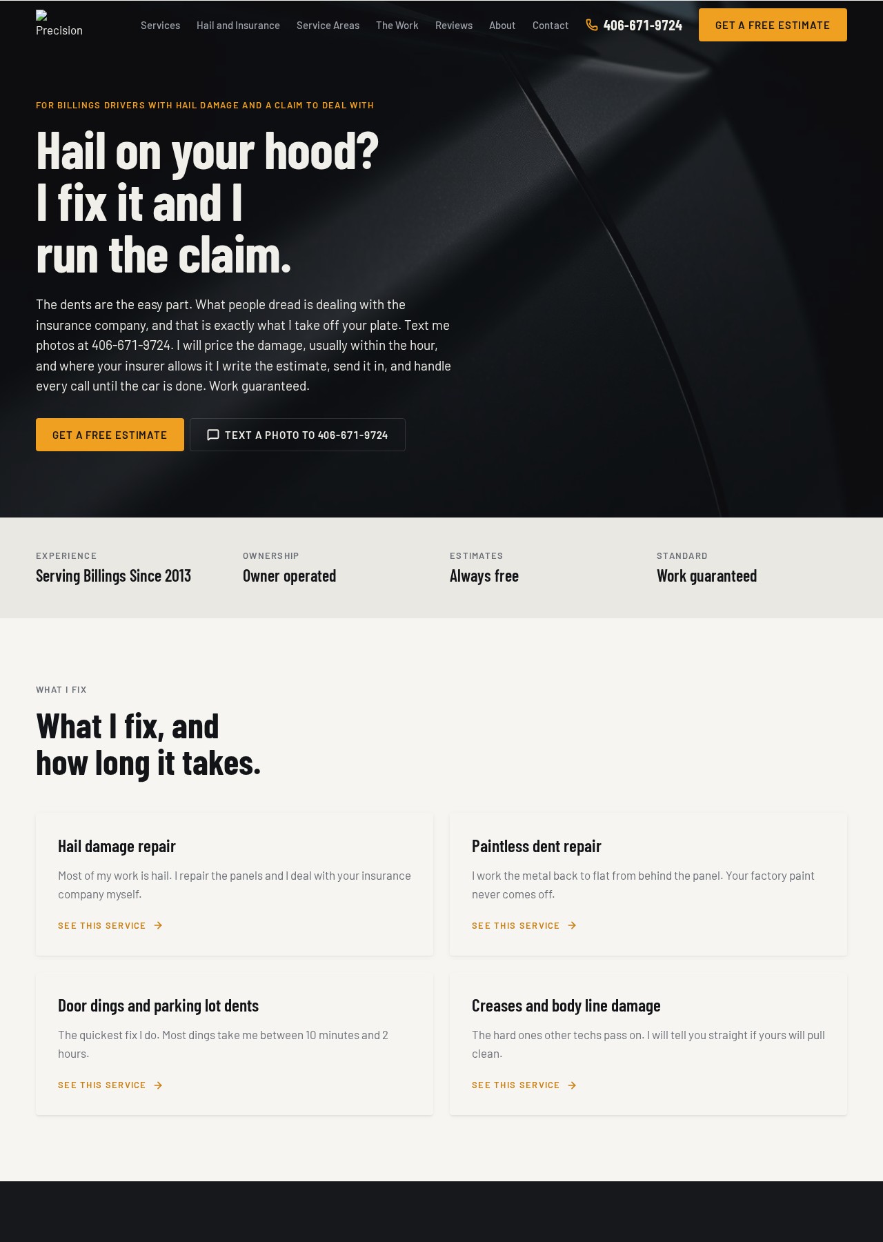 Precision Shine website homepage
